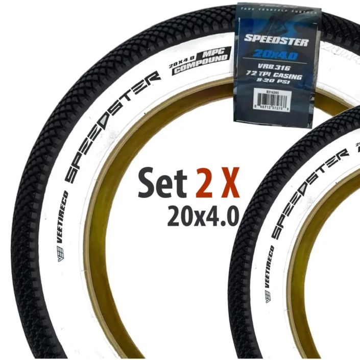 Paar Speedster-Reifen 20 x 4,0 Schwarz Weiß