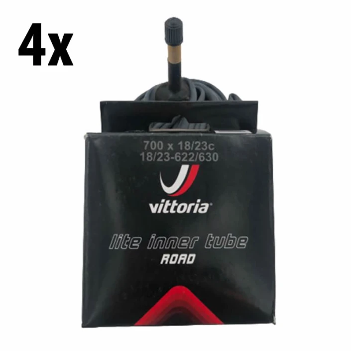 Satz mit 4 Vittoria UltraLite 700 18/23c-Röhren, 48-mm-Schrader-AV-Ventil