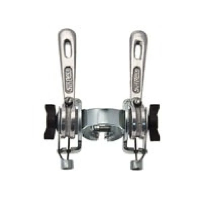Gearbox controls Pair of levers on the frame with double-ended clamp