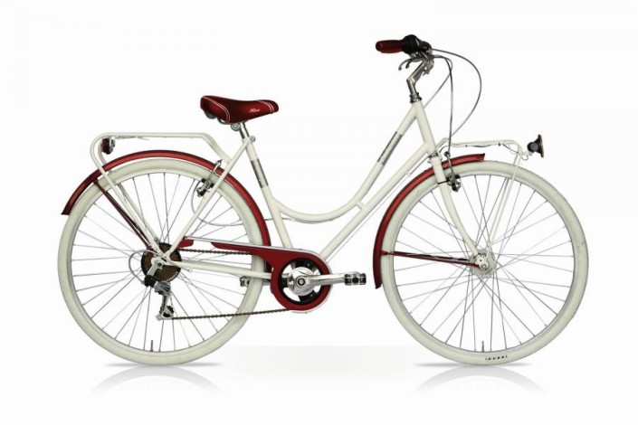 Bicicletta Vintage 26 Donna 6V Bianco Bordeaux Mercurius