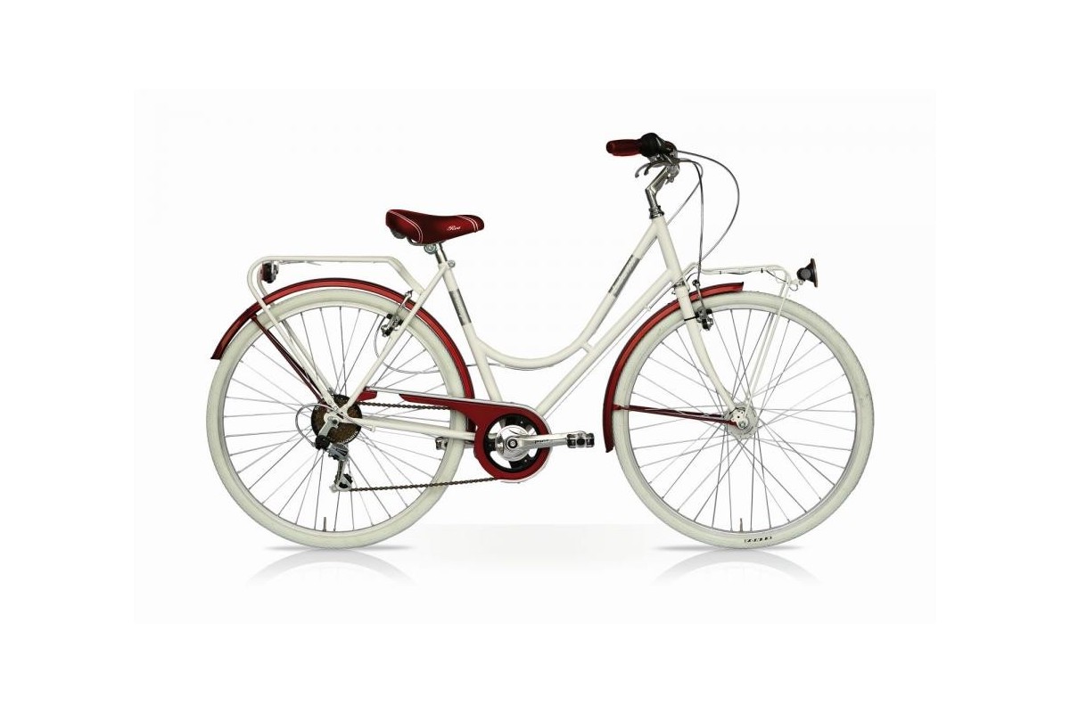 Bicicletta Vintage 26 Donna 6V Bianco Bordeaux Mercurius